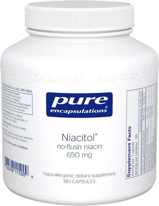 Niacitol® no-flush niacin, 650 mg, 180 Capsules , Brand_Pure Encapsulations Emersons