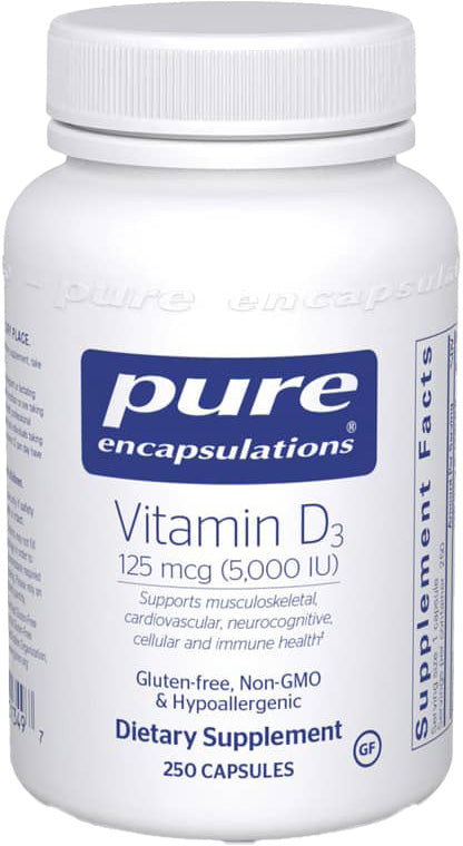 Vitamin D3, 125 mcg (5000 IU), 250 Softgels , Brand_Pure Encapsulations Emersons