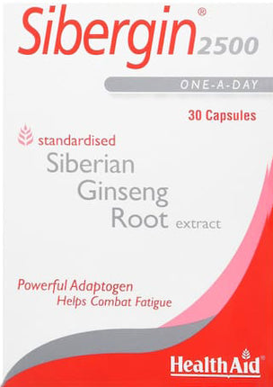 Sibergin® 2500 Standardised Siberian Ginseng Root, 30 Capsules , Brand_Health Aid America Form_Capsules Size_30 Caps
