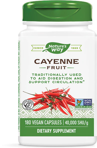 Cayenne, 40000 HU, 180 Capsules , Brand_Nature's Way Form_Capsules Size_180 Caps