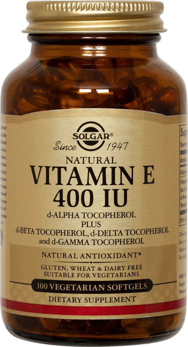 Vitamin E Mixed Tocopherols, 400 IU, 100 Softgels , Brand_Solgar Form_Softgels Potency_400 IU Size_100 Softgels