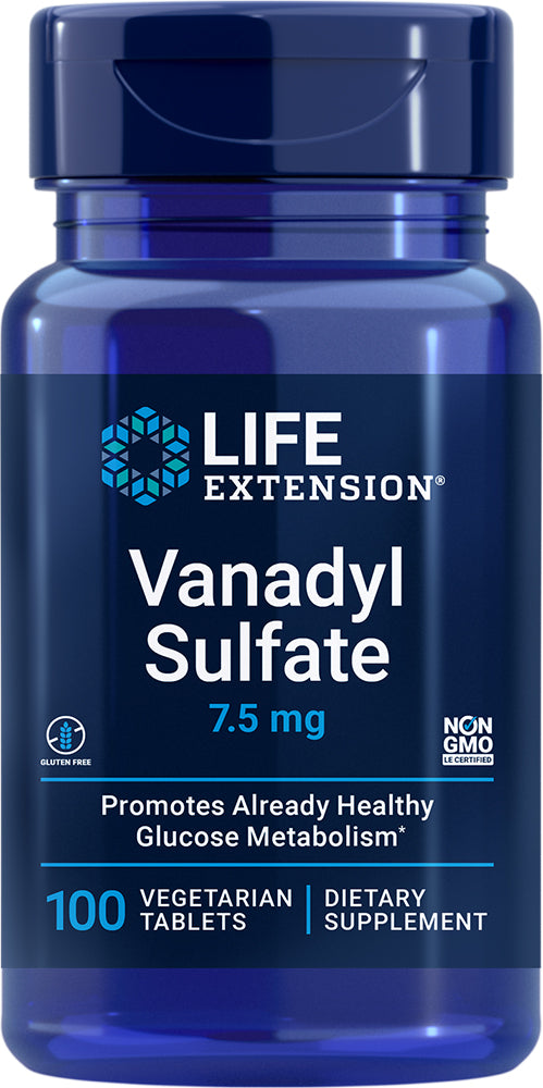 Vanadyl Sulfate, 7.5 mg, 100 Vegetarian Capsules , Brand_Life Extension Form_Vegetarian Capsules Potency_7.5 mg Size_100 Caps