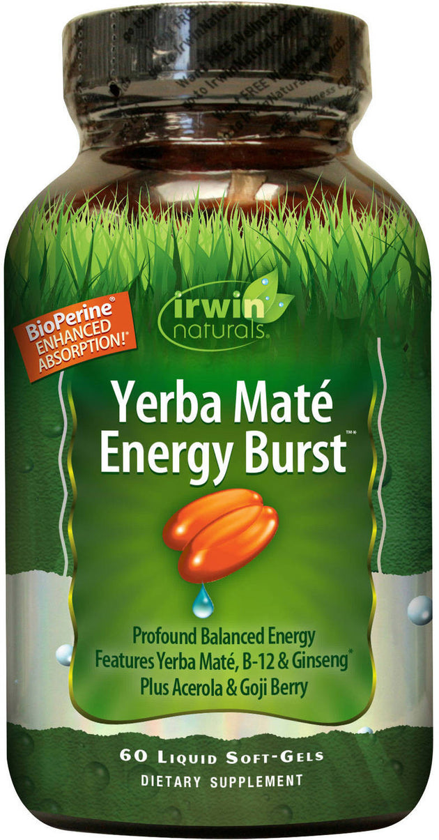 Yerba Maté Energy Burst, 60 Liquid Softgels , Brand_Irwin Naturals Form_Softgels Size_60 Softgels