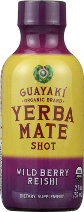 Organic Yerba Mate Shot, Wild Berry Reishi Flavor, 2 Fl Oz (59 mL) Liquid , Brand_Guayaki Flavor_Wild Berry Reishi Form_Liquid Size_2 Fl Oz