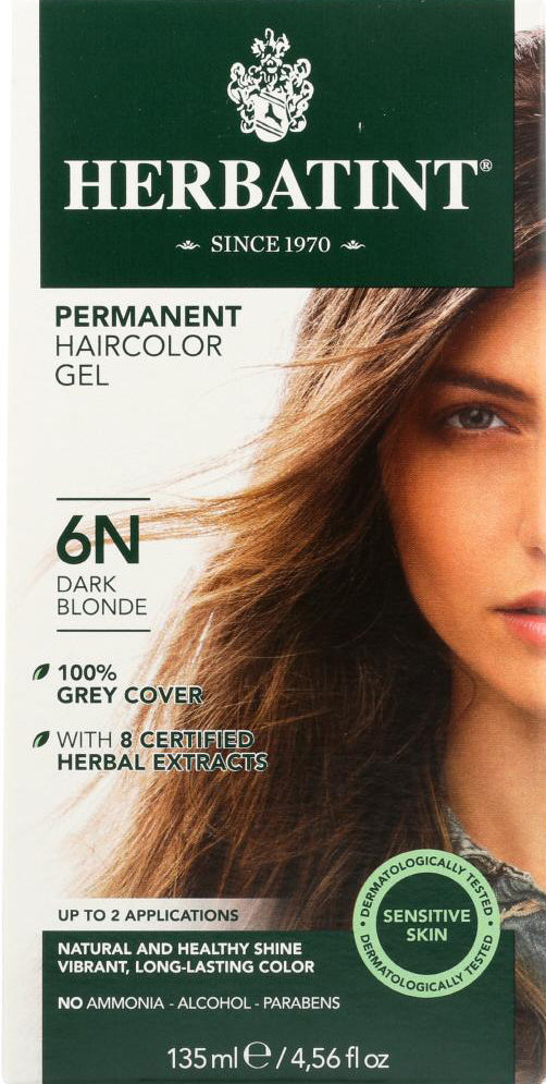 Permanent Herbal Hair Color Gel 6N Dark Blonde, 4.56 Fl Oz (135 mL) Gel , Brand_Herbatint Form_Gel Size_4 Fl Oz