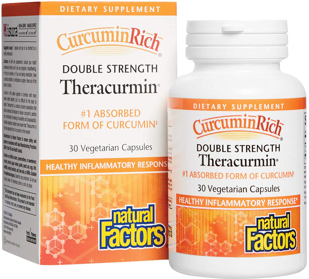 CurcuminRich® Double Strength Theracurmin®, 30 Vegetarian Capsules , Brand_Natural Factors Form_Vegetarian Capsules Size_30 Caps