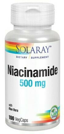 Niacinamide Capsules 500 mg, 100 Capsules , Brand_Solaray Form_Capsules Potency_500 mg Size_100 Caps
