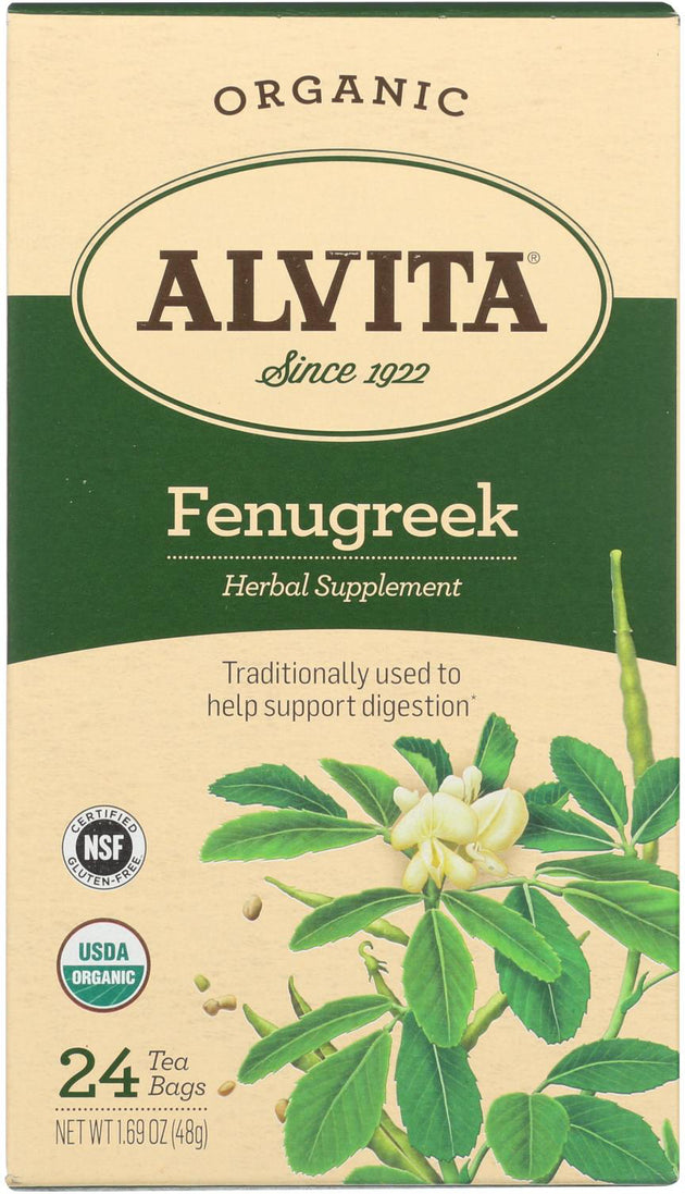 Organic Fenugreek, 24 Tea Bags , Brand_Alvita Form_Tea Bags Size_24 Count