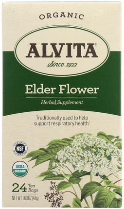 Organic Elder Flower, 24 Tea Bags , Brand_Alvita Form_Tea Bags Size_24 Count