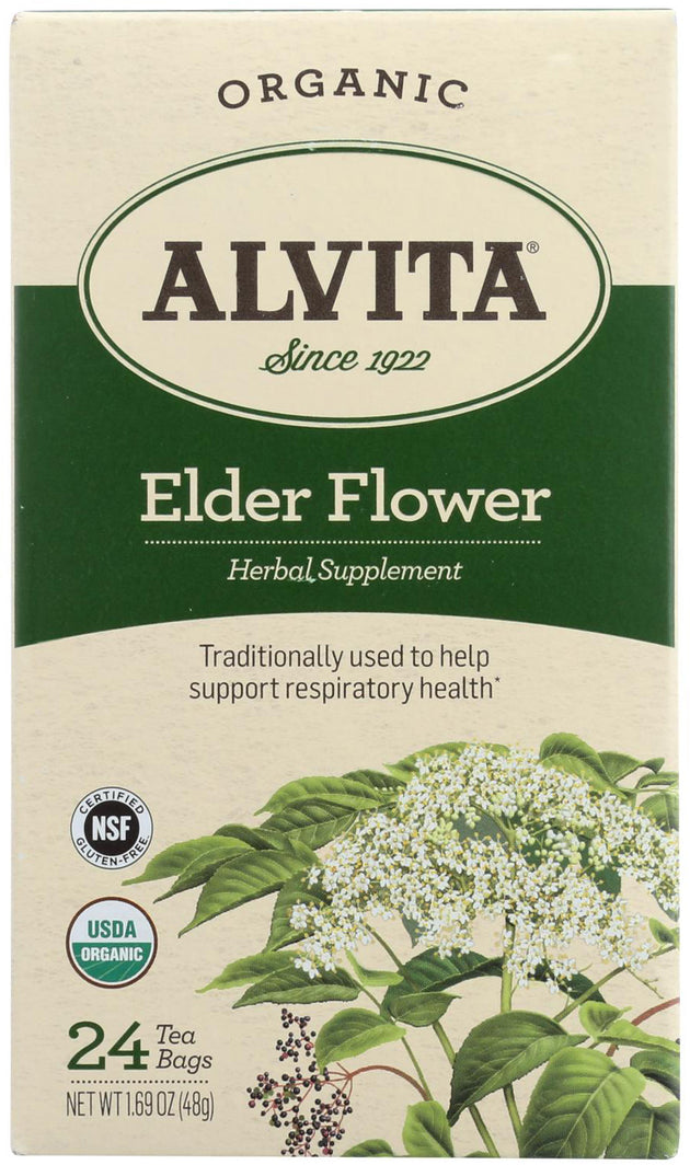 Organic Elder Flower, 24 Tea Bags , Brand_Alvita Form_Tea Bags Size_24 Count