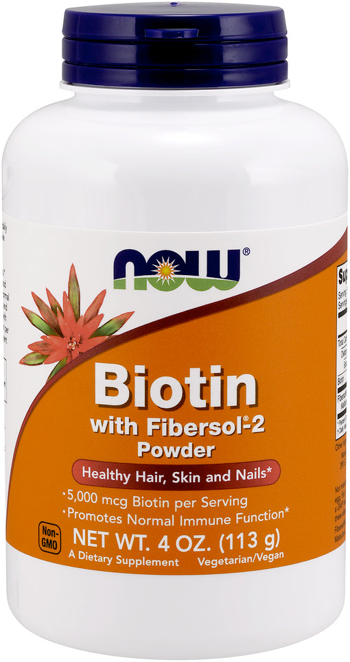 Biotin with Fibersol®-2 Powder, 4 Oz , Brand_NOW Foods Form_Powder Size_4 Oz