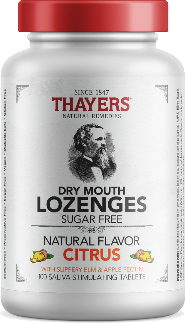 Sugar Free Dry Mouth Lozenges, Natural Citrus Flavor, 100 Lozenges , Brand_Thayers Flavor_Natural Citrus Form_Lozenges Size_100 Lozenges