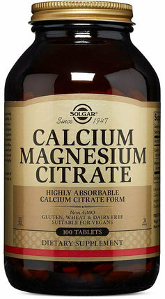 Calcium Magnesium Citrate, 100 Tablets , Brand_Solgar Form_Tablets Size_100 Tabs