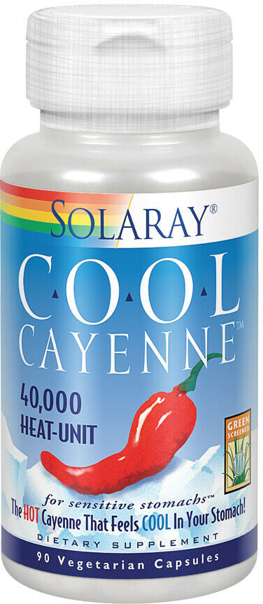 Cool Cayenne, 40,000 SHU, 90 Vegetarian Capsules , Brand_Solaray Form_Vegetarian Capsules Size_90 Caps