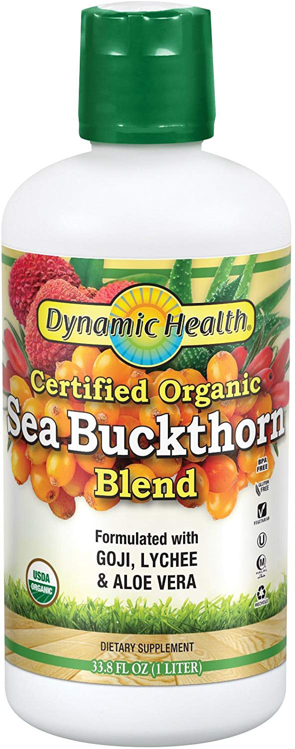 Certified Organic Sea Buckthorn Blend with Goji Lychee & Aloe Vera, 33.8 Fl Oz (960 mL) Liquid , Brand_Dynamic Health Form_Liquid Size_33.8 Fl Oz