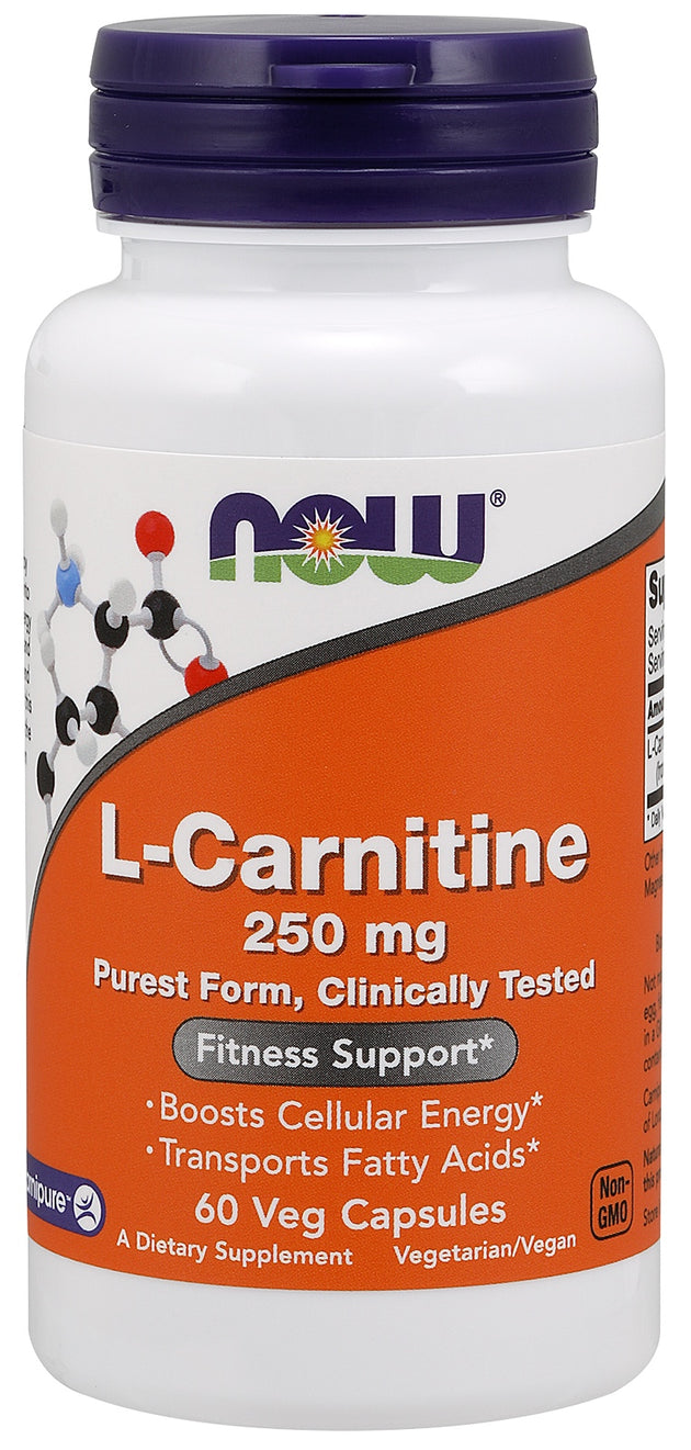 L-Carnitine 250 mg, 60 Veg Capsules , Brand_NOW Foods Form_Veg Capsules Potency_250 mg Size_60 Caps
