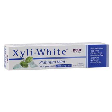 XyliWhite Platinum Mint Toothpaste Gel with Baking Soda, 6.4 oz. , Brand_NOW Foods Form_Toothpaste Gel Size_6.4 Oz