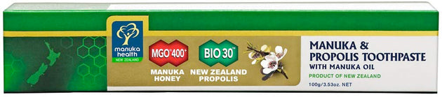 Manuka & Propolis Toothpaste with Manuka Oil, 3.53 Oz (100 g) Paste , Brand_Flora Form_Oil Size_3.53 Oz