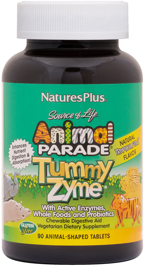 Animal Parade® Tummy Zyme™ Children’s Chewable Digestive Aid, Tropical Fruit Flavor, 90 Chewables , Brand_Nature's Plus Flavor_Tropical Fruit Form_Chewables Size_90 Chews