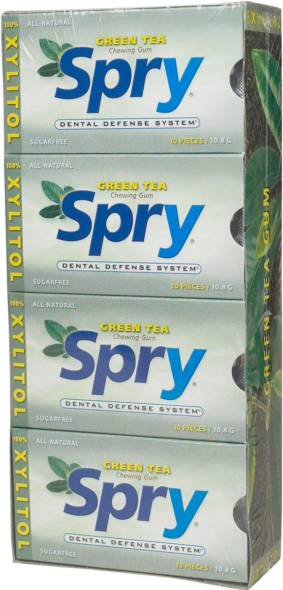 Spry Green Tea Chewing Gum, Green Tea Flavor, 10 Pieces x 20 Packs , Brand_Xlear Flavor_Green Tea Form_Gum Size_20 Count