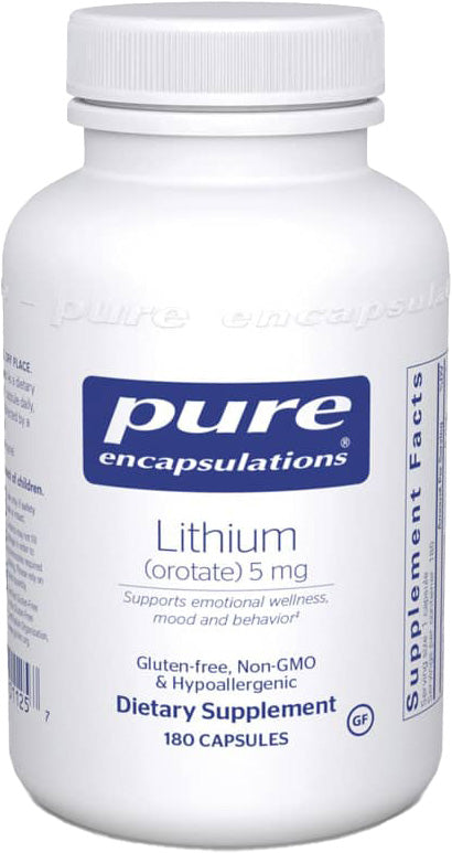 Lithium (Orotate), 5 mg, 180 Capsules , Brand_Pure Encapsulations caps Emersons
