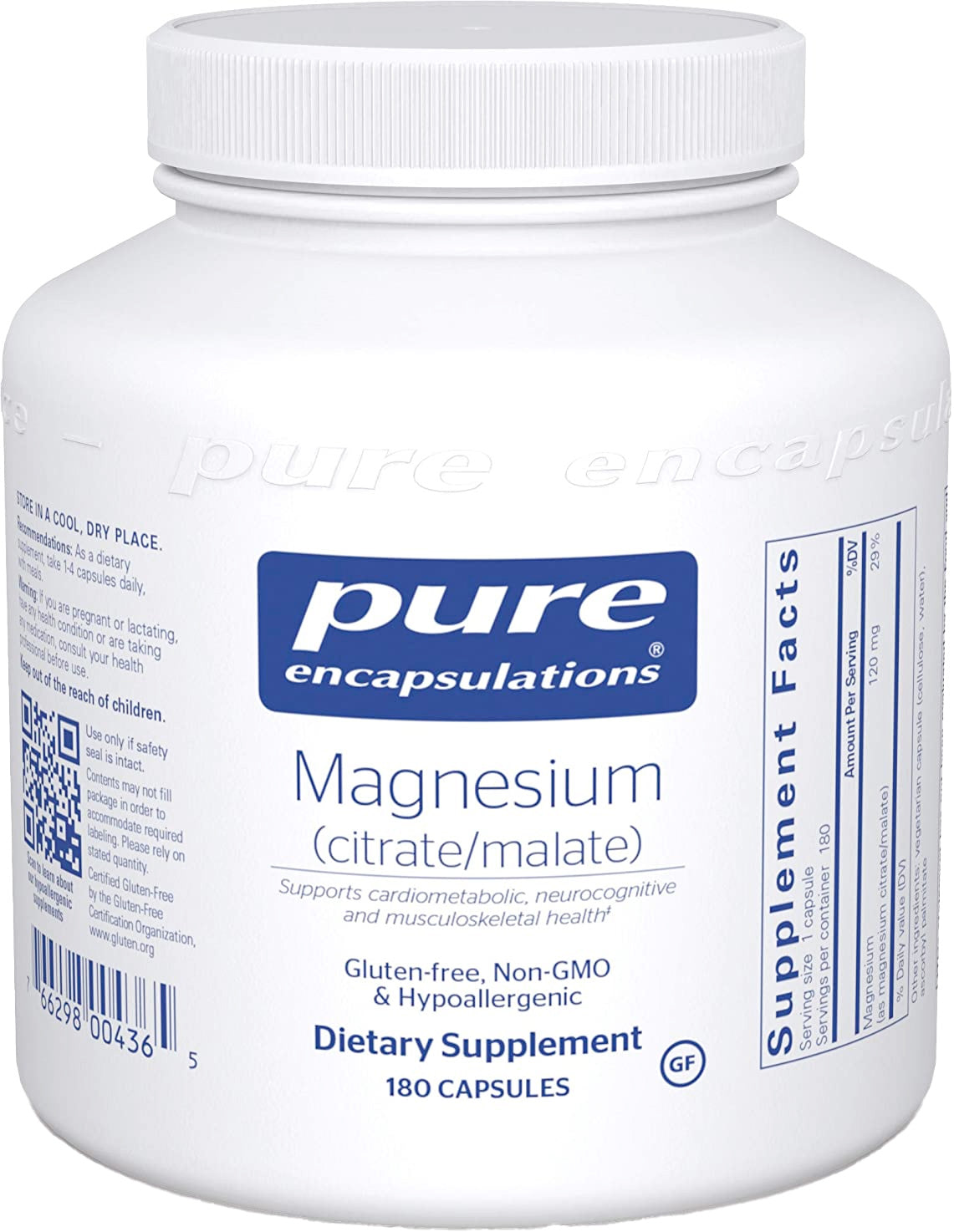 Magnesium(Citrate/Malate), 180 Capsules , Brand_Pure Encapsulations caps Emersons