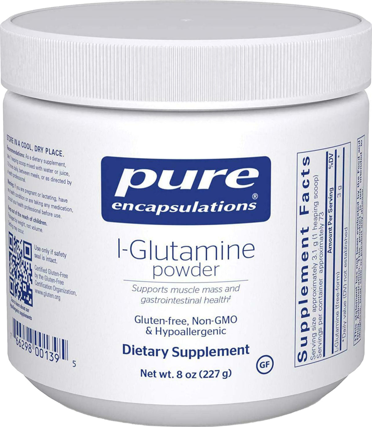 L-Glutamine Powder, 8 Oz (227 g) Powder , Brand_Pure Encapsulations Emersons powder