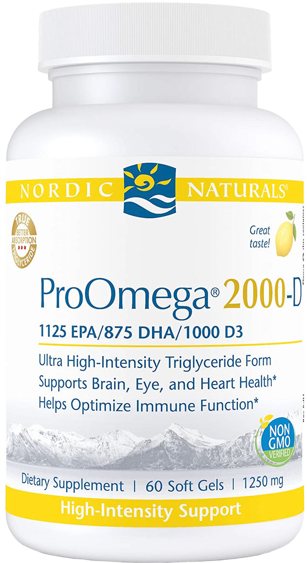 ProOmega® 2000-D, 1125 EPA + 875 DHA + 1000 D3, 1250 mg, Lemon Flavor, 120 Softgels ,