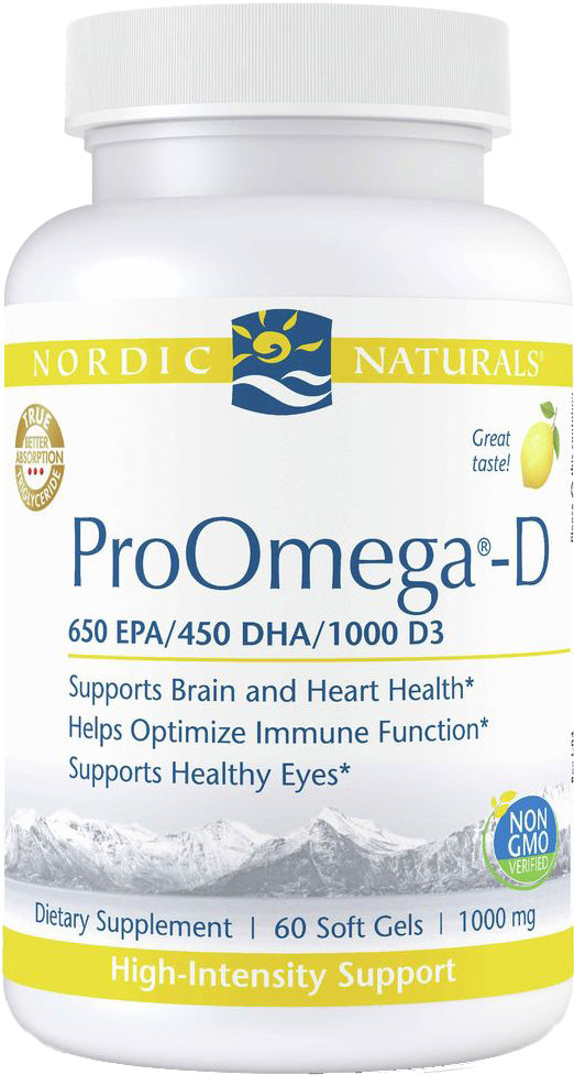 ProOmega®-D, 650 EPA 450 DHA 1000 D3 1000 mg, Lemon Flavor, 60 Softgels ,