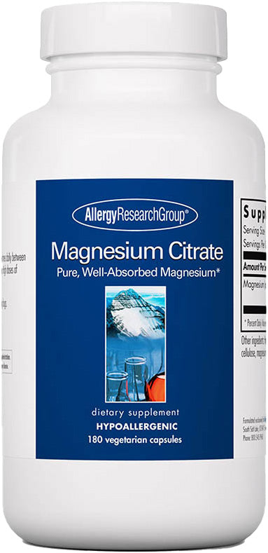 Magnesium Citrate, 180 Vegetarian Capsules , Brand_Allergy Research Group