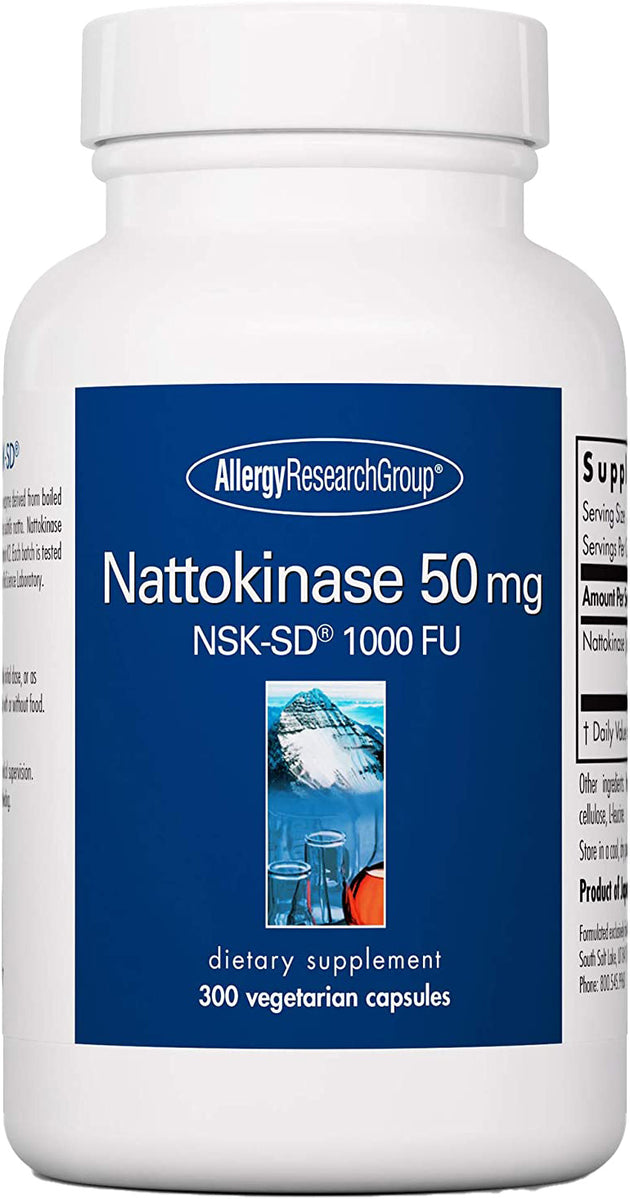 Nattokinase 50 mg, NSK-SD® 1000 FU, 300 Vegetarian Capsules , Brand_Allergy Research Group