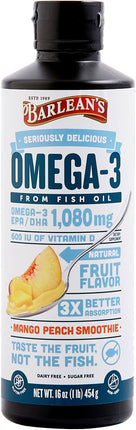 Omega-3 from Fish Oil, 1080 mg Omega-3 EPA and DHA and 600 IU Vitamin D3, Mango Peach Flavor, 16 Fl Oz (454 g) Oil