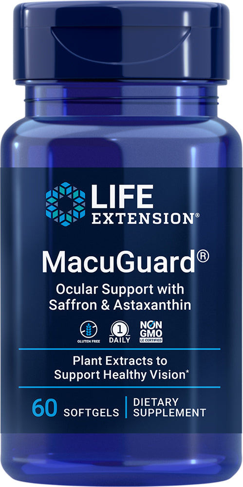 MacuGuard® Ocular Support with Saffron & Astaxanthin, 60 Softgels , Brand_Life Extension Form_Softgels Size_60 Softgels