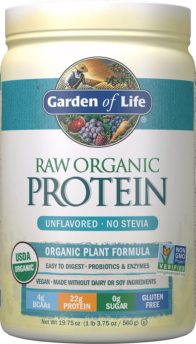 Raw Organic Protein Powder, Unflavored, 19.75 (560 g) Oz , Brand_Garden of Life Form_Powder powder Size_19.75 Oz