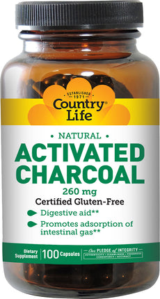 Activated Charcoal 260 mg, 100 Capsules