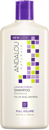 Lavender & Biotin Full Volume Shampoo, Lavender Fragrance, 11.5 Fl Oz (340 mL) Liquid , Brand_Andalou Naturals Form_Liquid Size_11.5 Fl Oz