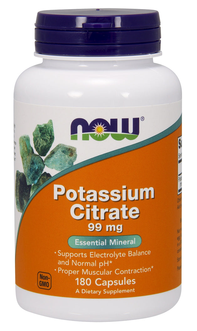 Potassium Citrate 99 mg, 180 Veg Capsules , Brand_NOW Foods Form_Veg Capsules Potency_99 mg Size_180 Caps
