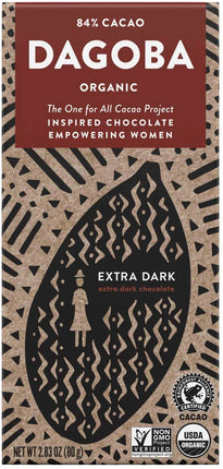 Organic Extra Dark 84% Cacao Chocolate, 2.83 Oz (80 g) Bar , Brand_Dagoba Form_Bar Size_2.83 Oz