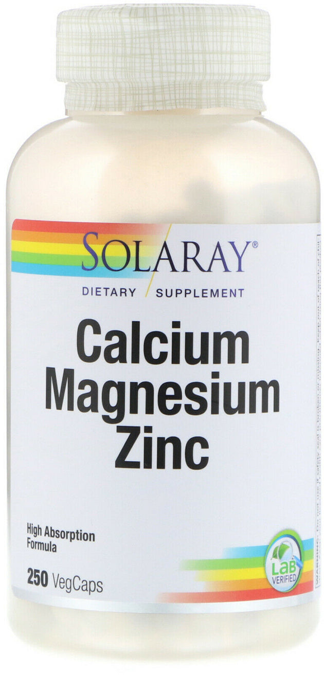 Calcium Magnesium Zinc, 250 Vegetarian Capsules , Brand_Solaray Form_Vegetarian Capsules Size_250 Caps