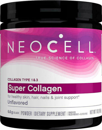 Super Collagen Type 1 & 3, Unflavored, 6.6 g Collagen, 7 Oz (198 g) Powder , Brand_Neocell Form_Powder Potency_6.6 g Size_7 Oz