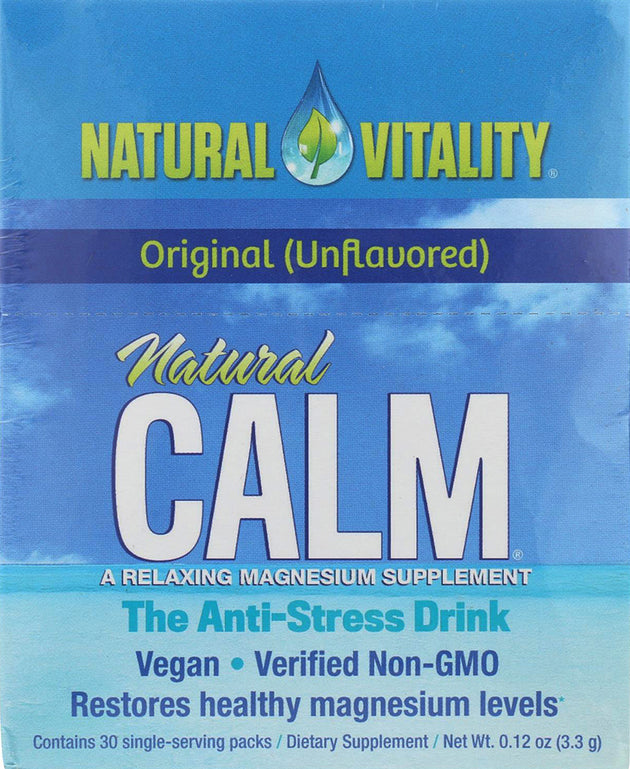 Natural Calm The Anti-Stress Drink, Original Unflavored, 30 x 0.12 Oz (3.3 g) Powder Packets , Brand_Natural Vitality Form_Powder Size_30 Counnt