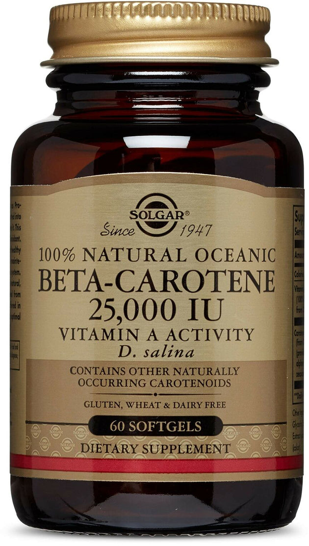 Beta-Carotene, 25000 IU, 60 Softgels , Brand_Solgar Form_Softgels Size_60 Softgels