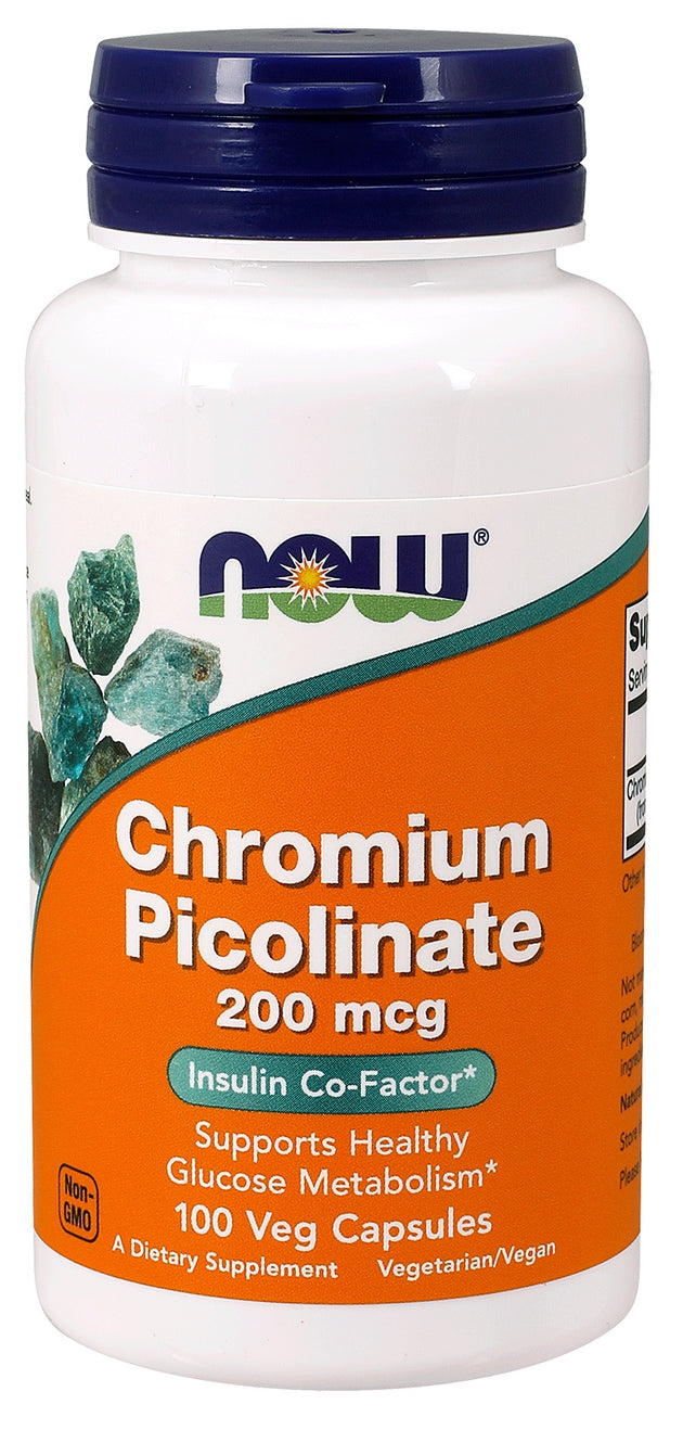 Chromium Picolinate 200 mcg, 100 Veg Capsules , Brand_NOW Foods Form_Veg Capsules Potency_200 mcg Size_100 Caps