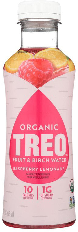 Organic Fruit & Birch Water, Raspberry Lemonade Flavor, 16 Fl Oz (473 mL) Liquid , Brand_Treo Flavor_Raspberry Lemonade Form_Liquid Size_16 Fl Oz