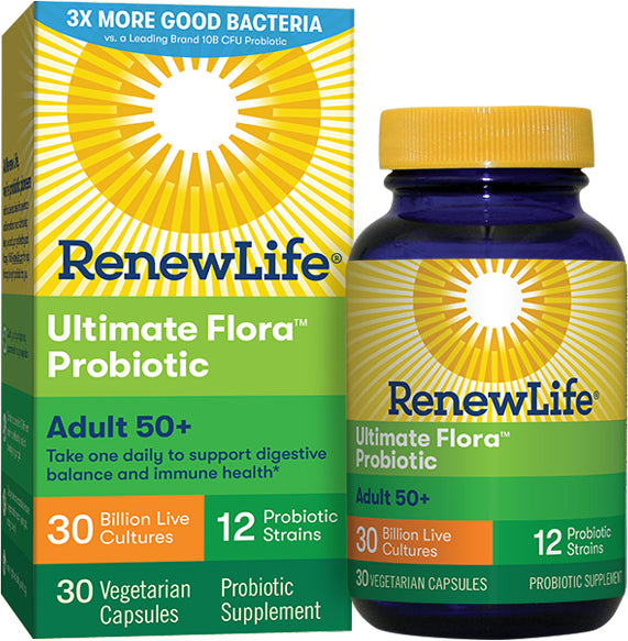 Adult 50+ Ultimate Fora™ Probiotic 30 Billion Cultures & 12 Probiotic Strains, 30 Vegetarian Capsules , Brand_Renew Life Form_Vegetarian Capsules Size_30 Caps