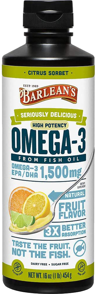Omega-3 from Fish Oil, 1500 mg Omega-3 EPA DHA, Citrus Sorbet Flavor, 16 Fl Oz (454 mL) Oil , 20% Off - Everyday [On]