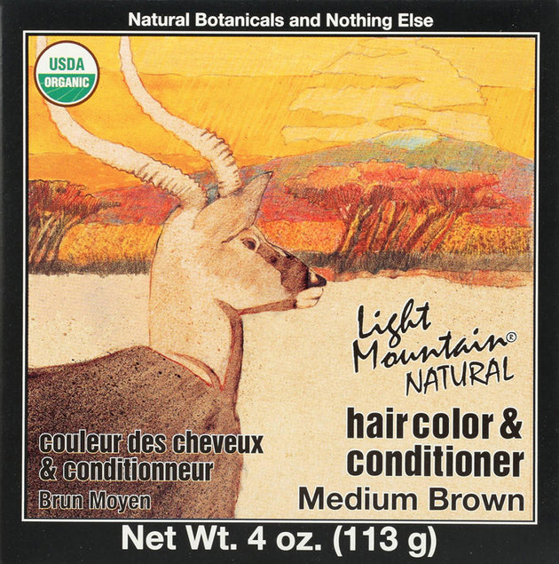 Natural Hair Color & Conditioner, Medium Brown, 4 Oz (113 g) , Brand_Light Mountain Form_Hair Dye Size_4 Oz