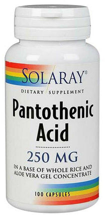 Pantothenic Acid 250 mg, 100 Capsules , Brand_Solaray Form_Capsules Potency_250 mg Size_100 Caps