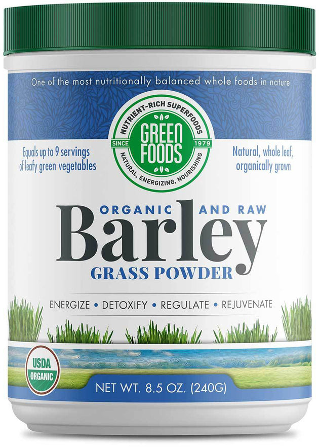 Organic and Raw Barley Grass Powder, 8.5 Oz (240 g) Powder , Brand_Green Foods Form_Powder Size_8.5 Oz