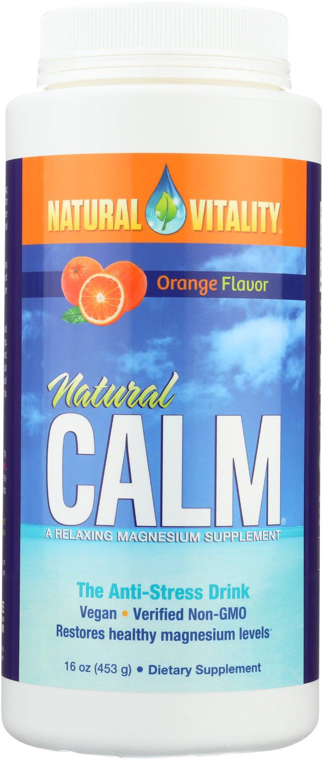 Natural Calm The Anti-Stress Drink, Orange Flavor, 16 Oz (453 g) Powder , Brand_Natural Vitality Flavor_Orange Form_Powder Size_16 Oz